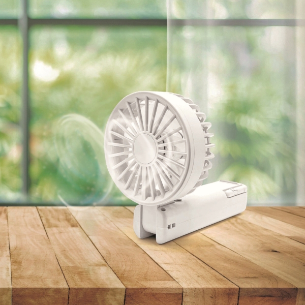 折りたたみ式2WAYダブルファン(カラビナ付き)(ミストホワイト)の商品画像4枚目