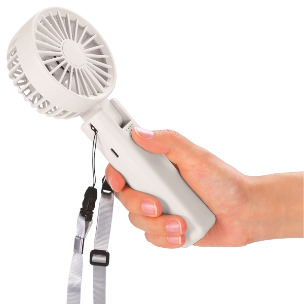 折りたたみ式2WAYダブルファン(カラビナ付き)(ミストホワイト)の商品画像7枚目