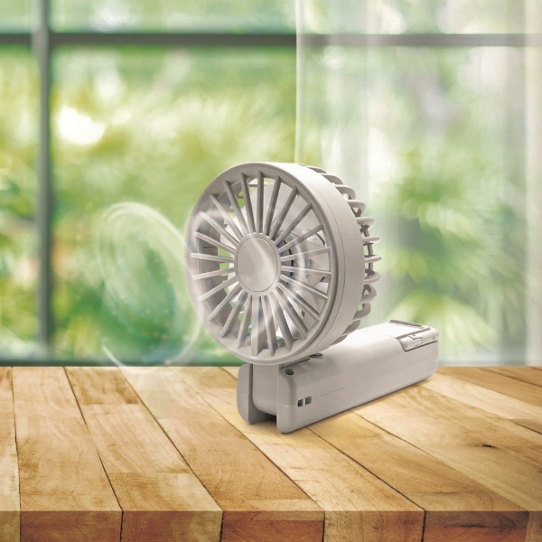 折りたたみ式2WAYダブルファン(カラビナ付き)(アイスグレー)の商品画像4枚目