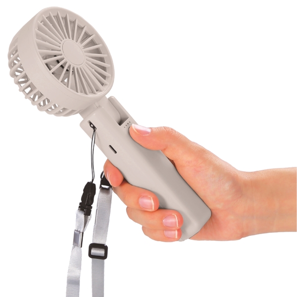 折りたたみ式2WAYダブルファン(カラビナ付き)(アイスグレー)の商品画像7枚目