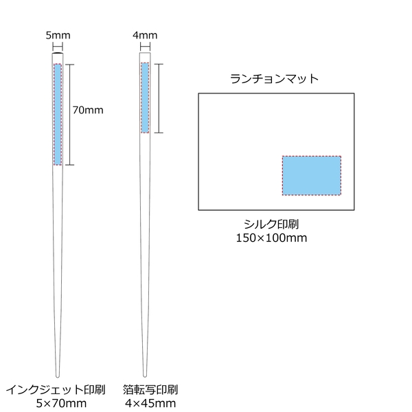 オリジナル名入れ箸＆ランチョンマットセットの商品画像3枚目