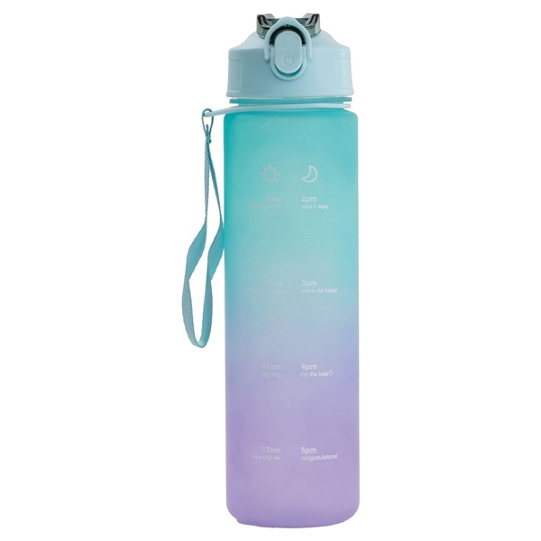 ストロー付きタイムマーカーボトル1本(グリーン×パープル)