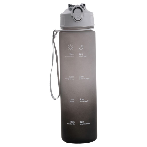 ストロー付きタイムマーカーボトル1本(グレー×ブラック)
