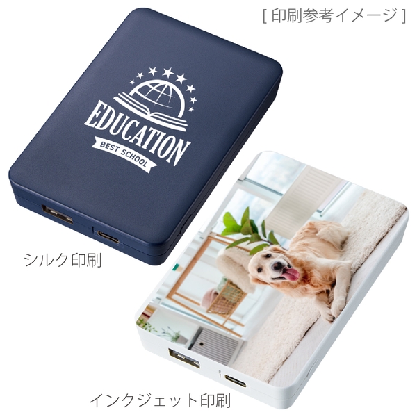 全面印刷できるモバイルチャージャー4000　スクエア：ホワイトの商品画像2枚目