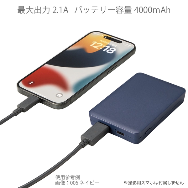 全面印刷できるモバイルチャージャー4000　スクエア：ホワイトの商品画像5枚目