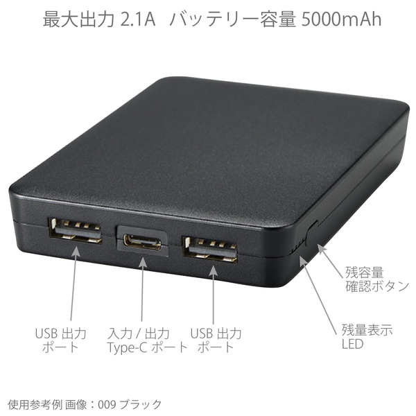 全面印刷できるモバイルチャージャー5000　スクエア：ブラックの商品画像4枚目