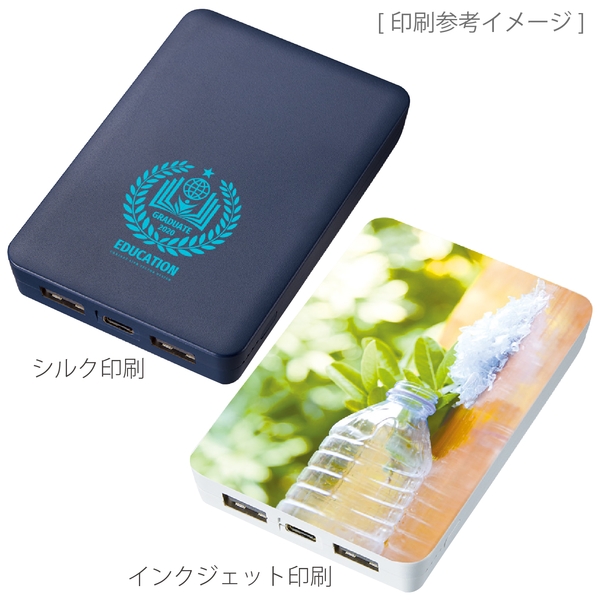 全面印刷できるモバイルチャージャー5000　スクエア：ホワイトの商品画像2枚目