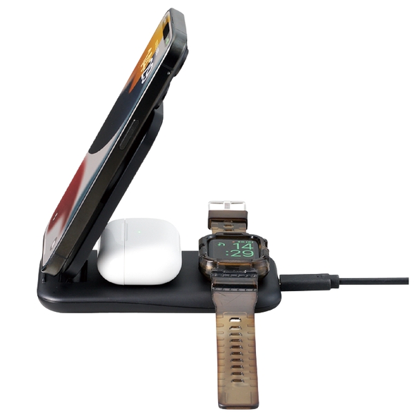 3in1スタンドワイヤレス充電器：ブラックの商品画像5枚目