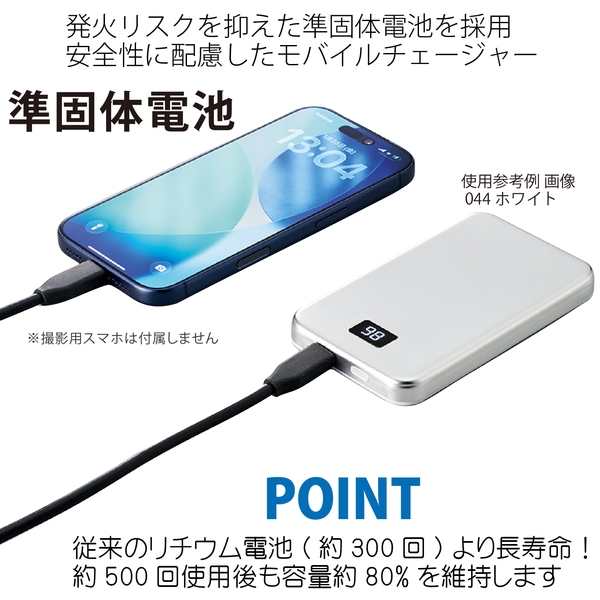 マグネット対応モバイルチャージャー5000（準固体使用）：ブラックの商品画像2枚目