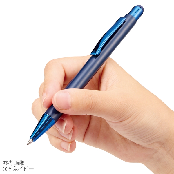 タッチペン付ワンカラーボールペン(再生アルミ)：ブラックの商品画像5枚目