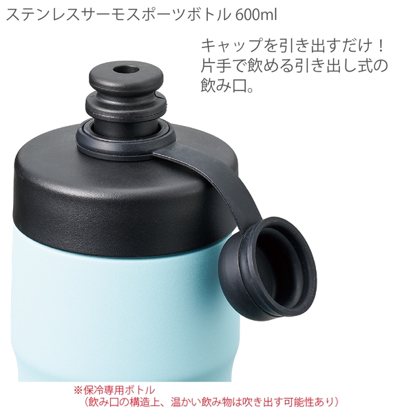 ステンレスサーモスポーツボトル600ml：ブラックの商品画像5枚目