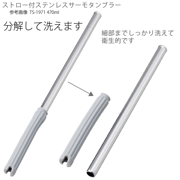 ストロー付ステンレスサーモタンブラー470ml：ブラックの商品画像6枚目