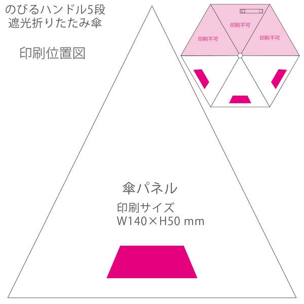 のびるハンドル5段遮光折りたたみ傘：ブラックの商品画像4枚目