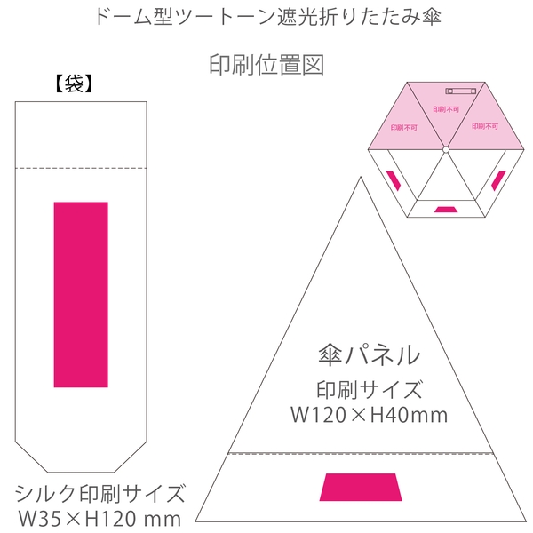 ドーム型ツートーン遮光折りたたみ傘：ネイビーの商品画像3枚目