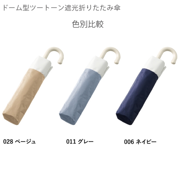 ドーム型ツートーン遮光折りたたみ傘：グレーの商品画像13枚目