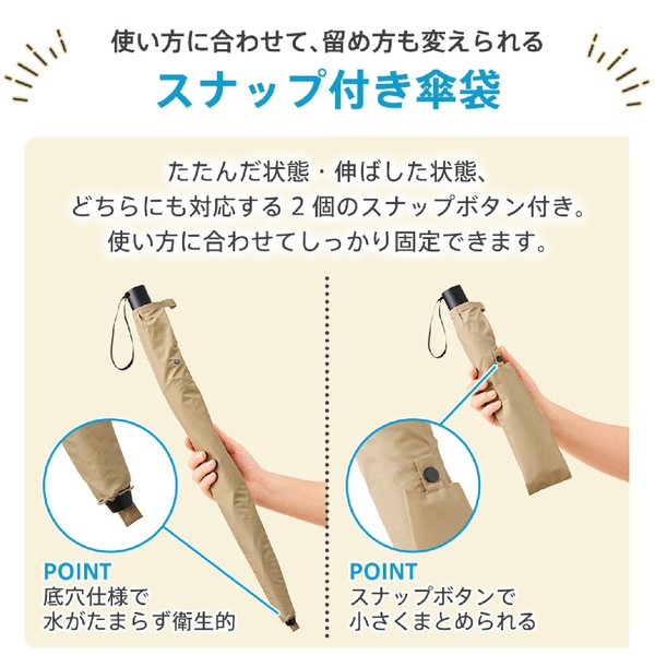 たたんでも伸ばしても使えるUV傘：ブラックの商品画像4枚目