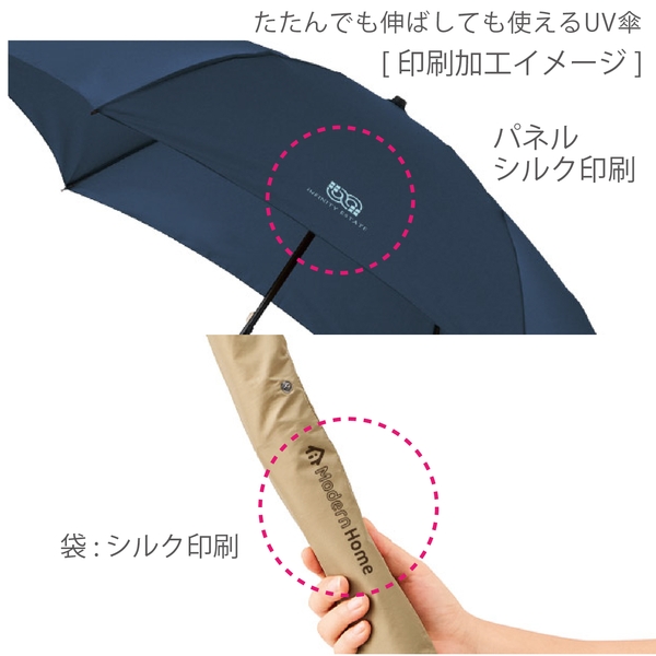たたんでも伸ばしても使えるUV傘：ブラックの商品画像9枚目