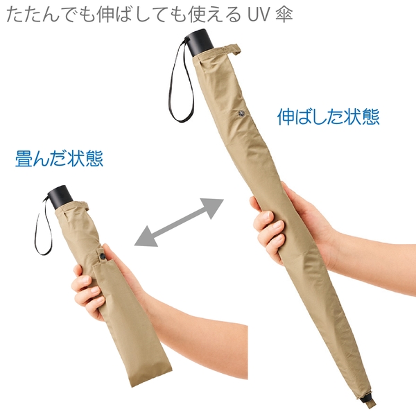 たたんでも伸ばしても使えるUV傘：ブラックの商品画像12枚目