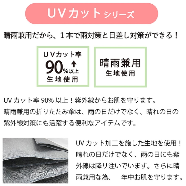 ひと振り雨粒サラッとUV折りたたみ傘：スモークブルーの商品画像4枚目