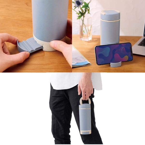 スマホスタンド付きバンブーボトル400ml(ブルー)の商品画像4枚目