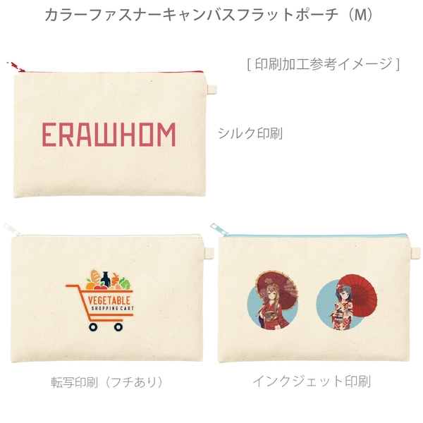 カラーファスナーキャンバスフラットポーチ(M)：ライトブルーの商品画像2枚目