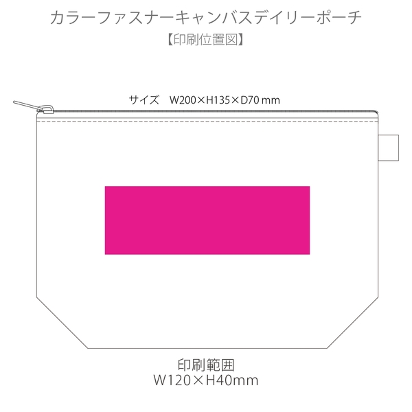 カラーファスナーキャンバスデイリーポーチ：ライトピンクの商品画像3枚目