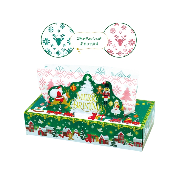 クリスマスBOXティッシュ120W 【Xmasグッズ】