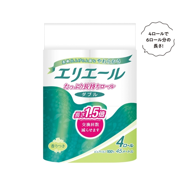 エリエール長さ1.5倍トイレットティシューコンパクト4ロールダブル 【生活消耗品】